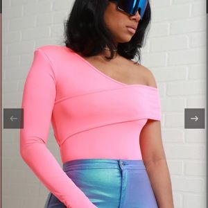 Jagged Edge Asymmetrical Swank A Posh Pink Top